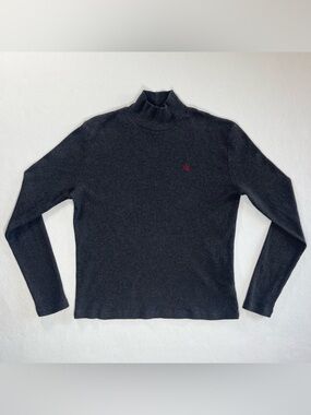 Vintage Lauren Ralph Lauren Knit Sweater Women’s Large Gray Mock Neck Ribbed